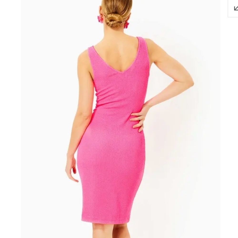 NWT Lilly Pulitzer Stassi Knee Length Scrunch Dress • Roxie Pink • XL - Picture 2 of 11